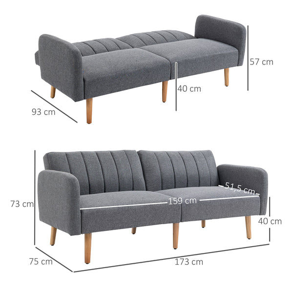 2-Sitzer Sofa Gästebett Bettsofa 173x75x73cm Grau