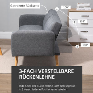 2-Sitzer Sofa Gästebett Bettsofa 173x75x73cm Grau
