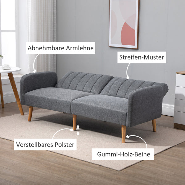 2-Sitzer Sofa Gästebett Bettsofa 173x75x73cm Grau