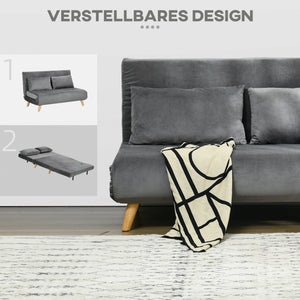 2-Sitzer Sofa Gästebett klappbar 130x78x79cm Grau