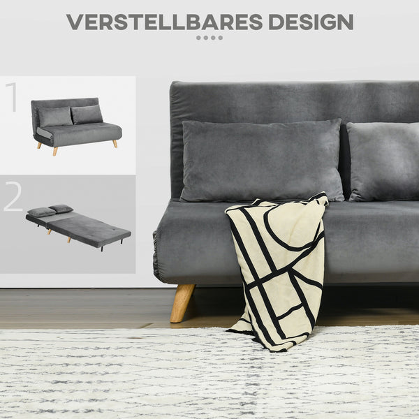 2-Sitzer Sofa Gästebett klappbar 130x78x79cm Grau