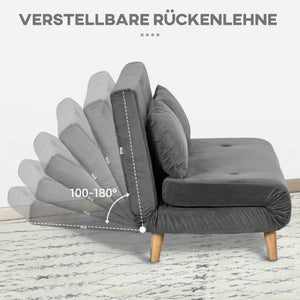2-Sitzer Sofa Gästebett klappbar 130x78x79cm Grau