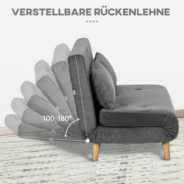 2-Sitzer Sofa Gästebett klappbar 130x78x79cm Grau