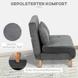 2-Sitzer Sofa Gästebett klappbar 130x78x79cm Grau