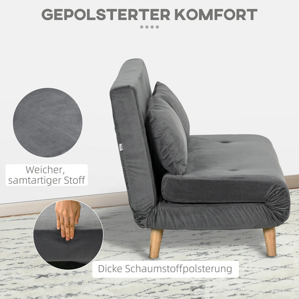 2-Sitzer Sofa Gästebett klappbar 130x78x79cm Grau