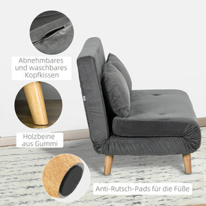 2-Sitzer Sofa Gästebett klappbar 130x78x79cm Grau