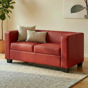 2-Sitzer Sofa aus Leder Loungesofa rot