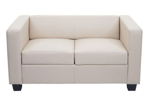 2-Sitzer Sofa Loungesofa Kunstleder creme
