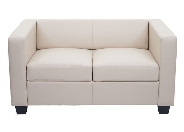 2-Sitzer Sofa Loungesofa Kunstleder creme