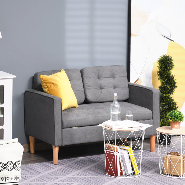2-Sitzer Sofa mit Stauraum 117x62x78cm Grau