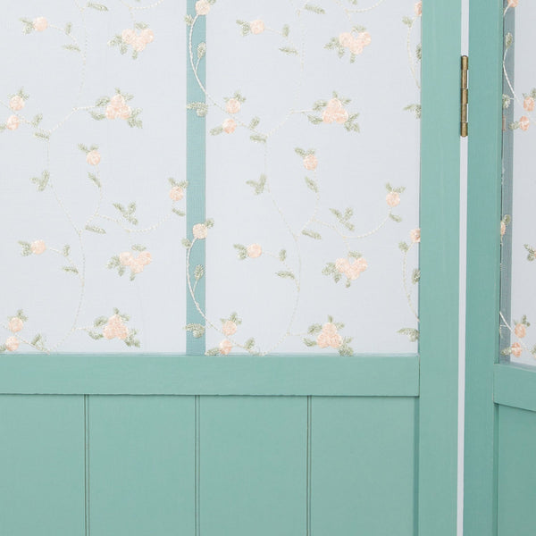 Paravent Türkis Landhausstil Blumenmuster 3 teilig Raumteiler Trennwand Sichtschutz