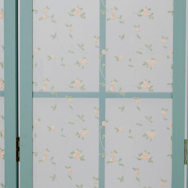 Paravent Türkis Landhausstil Blumenmuster 3 teilig Raumteiler Trennwand Sichtschutz