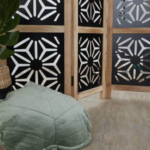 Paravent Raumteiler 3 fach Holz Trennwand spanische Wand Natur Schwarz