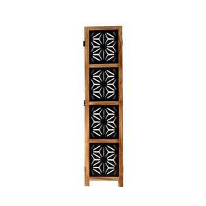 Paravent Raumteiler 3 fach Holz Trennwand spanische Wand Natur Schwarz