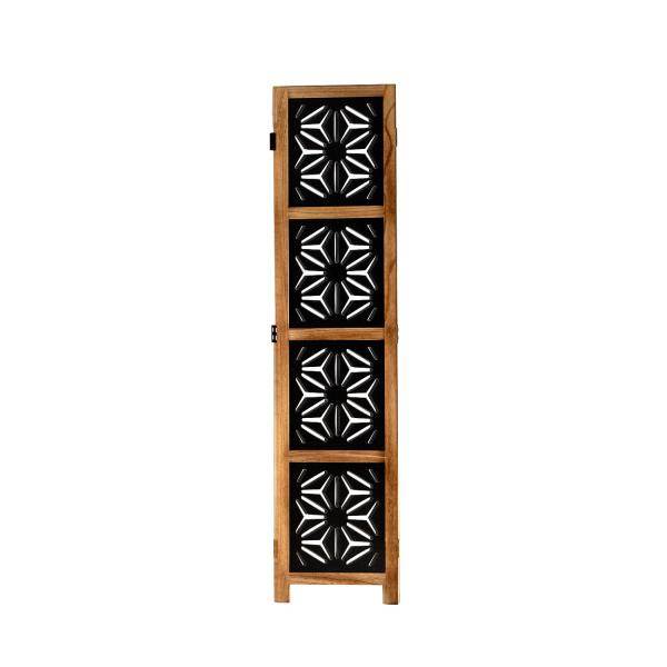 Paravent Raumteiler 3 fach Holz Trennwand spanische Wand Natur Schwarz