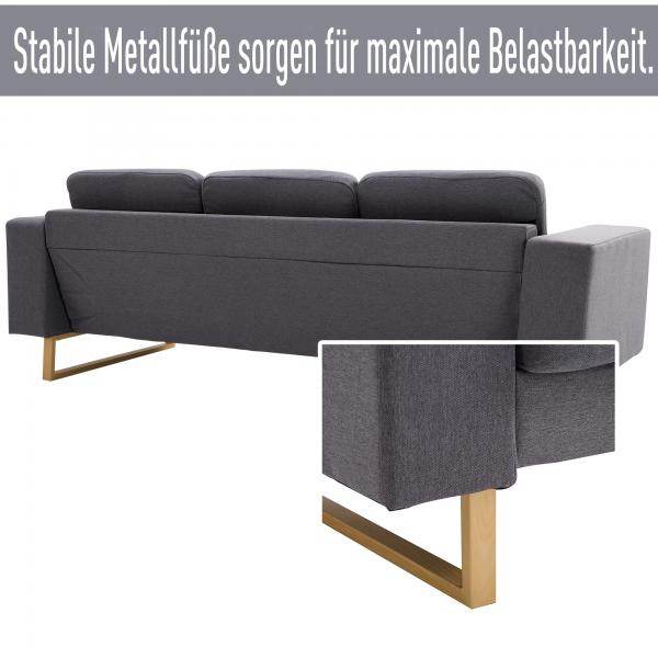Polstersofa 3-Sitzer Stoffsofa dunkelgrau 200 x 82 x 78