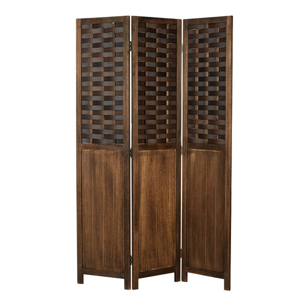 Paravent Braun Rattan-Optik | 3 teilig | Holz | Raumteiler Trennwand Sichtschutz