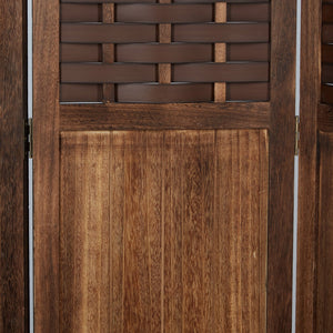 Paravent Braun Rattan-Optik | 3 teilig | Holz | Raumteiler Trennwand Sichtschutz