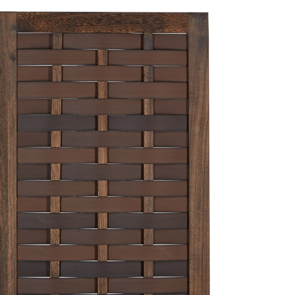 Paravent Braun Rattan-Optik | 3 teilig | Holz | Raumteiler Trennwand Sichtschutz