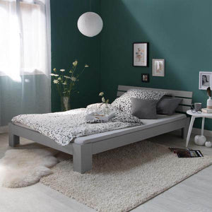 Doppelbett Holzbett Futonbett 140x200 Grau Kiefer Bett Bettgestell Massivholz