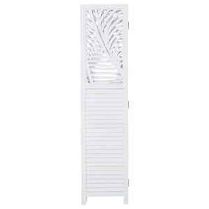 Paravent Weiss Rattan-Optik Verzierungen 3 teilig Raumteiler Trennwand Sichtschutz