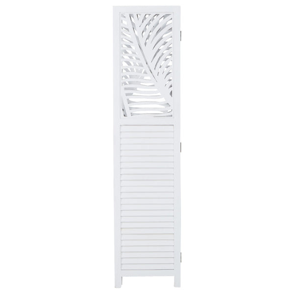 Paravent Weiss Rattan-Optik Verzierungen 3 teilig Raumteiler Trennwand Sichtschutz
