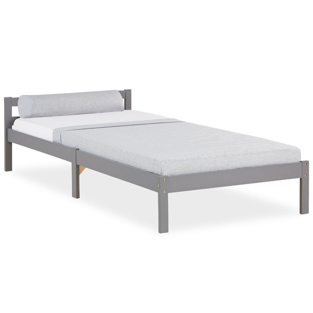 Palettenbett 90x200 cm Grau | Einzelbett | mit Lattenrost | Holz | Kind Jugend Gast