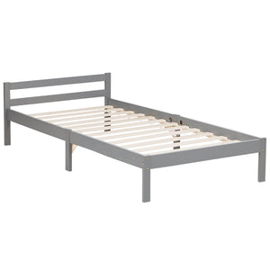 Palettenbett 90x200 cm Grau | Einzelbett | mit Lattenrost | Holz | Kind Jugend Gast