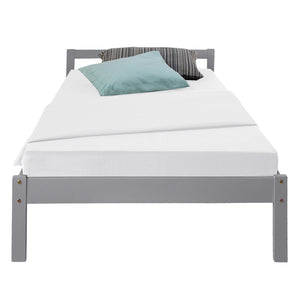 Palettenbett 90x200 cm Grau | Einzelbett | mit Lattenrost | Holz | Kind Jugend Gast