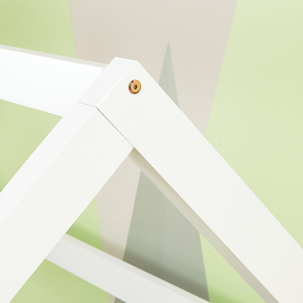 Kinderbett 80x160 cm Weiss | Hausbett mit Rausfallschutz | Montessori | mit Lattenrost