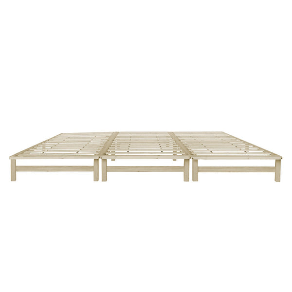 Familienbett 270x200 cm Natur | Maxi Palettenbett XXL | mit Lattenrost | Holz | auch einzeln stellbar