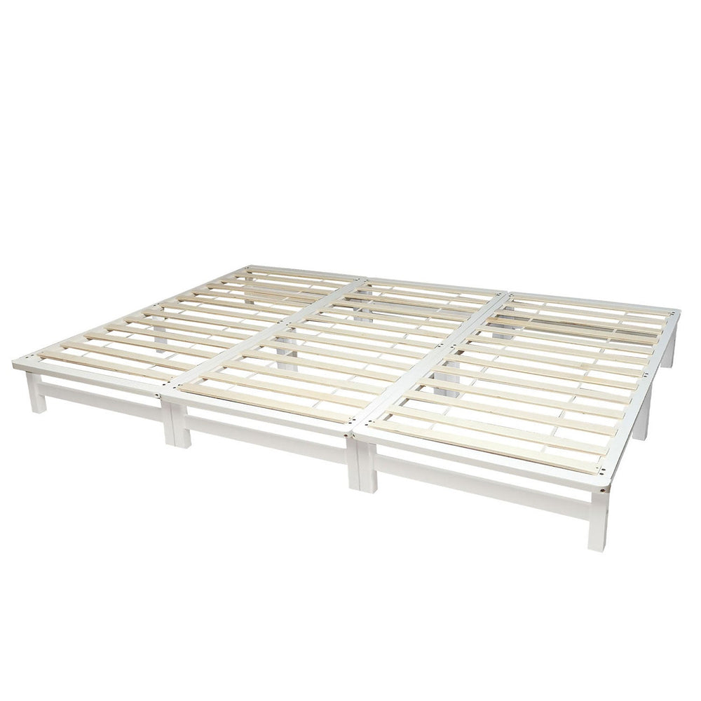 Familienbett 270x200 cm Weiss | Maxi Palettenbett XXL | mit Lattenrost | Holz | auch einzeln stellbar