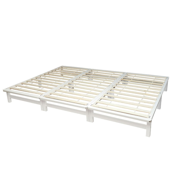 Familienbett 270x200 cm Weiss | Maxi Palettenbett XXL | mit Lattenrost | Holz | auch einzeln stellbar