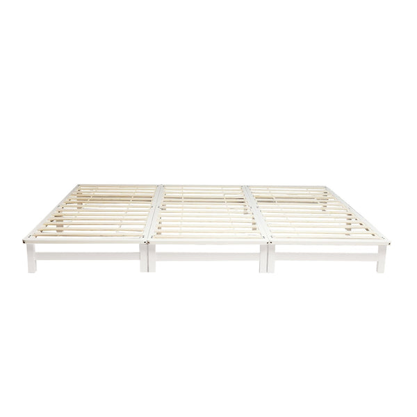 Familienbett 270x200 cm Weiss | Maxi Palettenbett XXL | mit Lattenrost | Holz | auch einzeln stellbar