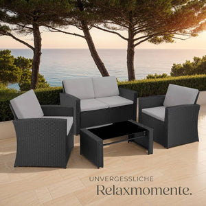 Rattan Lounge Lucca schwarz/grau