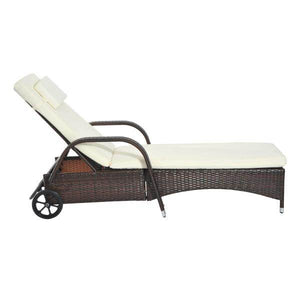 Mobile Gartenliege Kaffeebraun Rattanliege Polyrattan