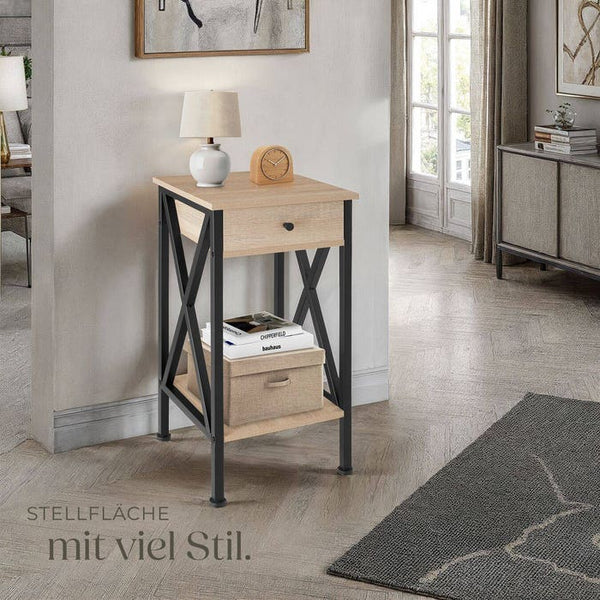 Beistelltisch Dayton 35x35x70,5cm Industrial Holz hell, Eiche Sonoma