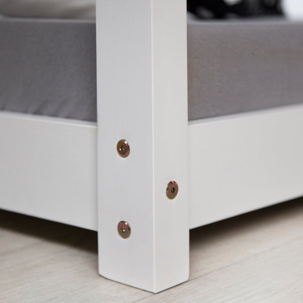 Kinderbett Hausbett mit Lattenrost Matratze Kinderhaus 90x200 Weiss Holz Kiefer