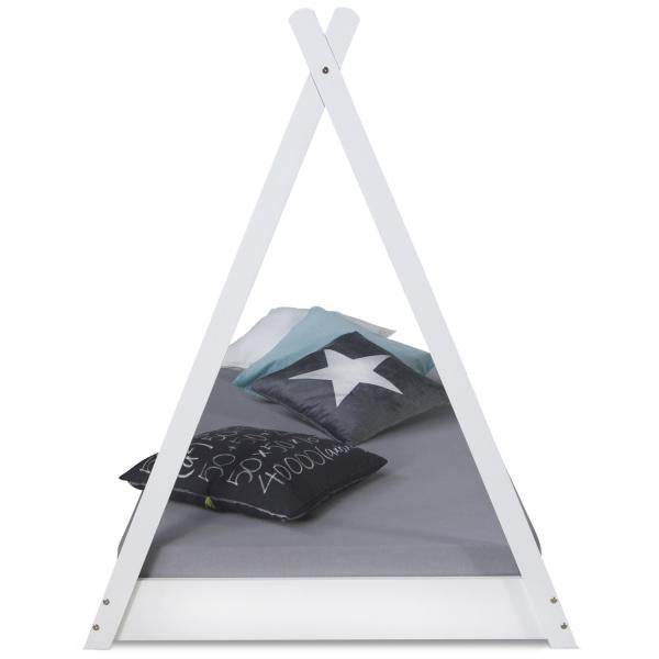 Kinderbett mit Matratze TIPI 90x200 Jugendbett weiss grau Holzbett Kinderzimmer Stoff