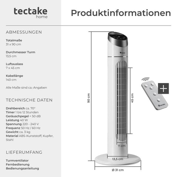 Turmventilator 90 cm