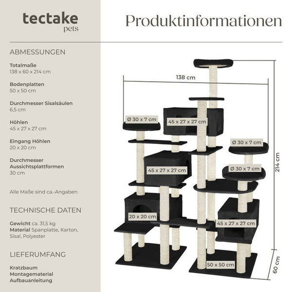 Kratzbaum Entissar 214cm - schwarz