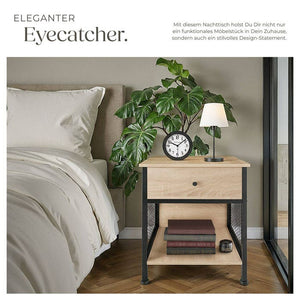 Nachttisch Killarney Industrial Holz hell, Eiche Sonoma