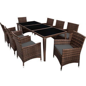 Aluminium Rattan Sitzgruppe Monaco 8+1 schwarz/braun