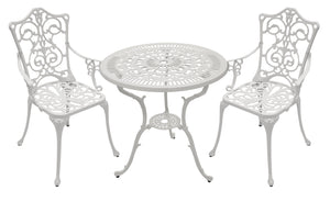 Bistroset LUGANO 3-teilig, Aluguss weiss