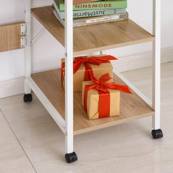 Klapptisch Tisch Schreibtisch Bürotisch mit Rollen Computertisch Mobil MDF Natur
