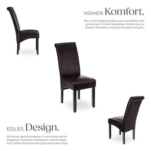 2 chaises de salle à manger avec assise ergonomique, marron