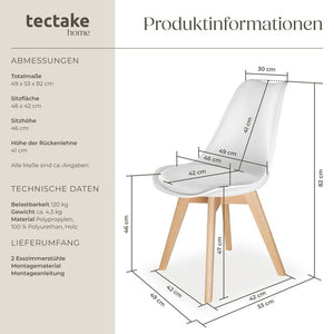 Set Esszimmerstuhl Frederikke weiss 4er Set