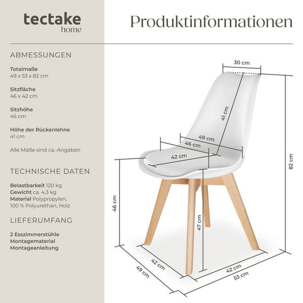 Set Esszimmerstuhl Frederikke weiss 4er Set