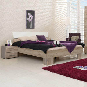 Doppelbett Bettgestell Ehebett Holzbett 160x200 cm Gästebett Eiche Grau
