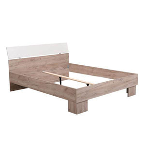 Doppelbett Bettgestell Ehebett Holzbett 160x200 cm Gästebett Eiche Grau